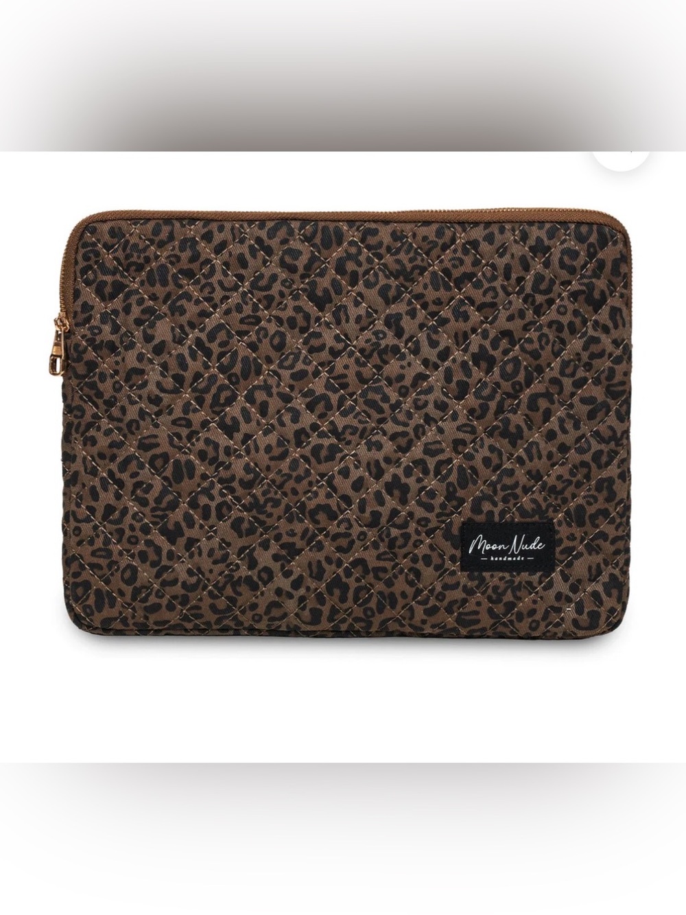 New Moon Nude Leopard Print Quilted Tablet Sleeve – Brown